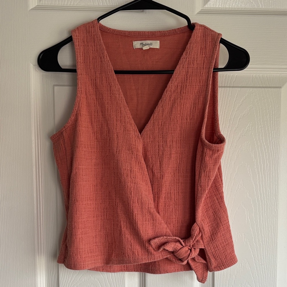 Anthropologie Terracotta Sleeveless Wrap Blouse, size XS